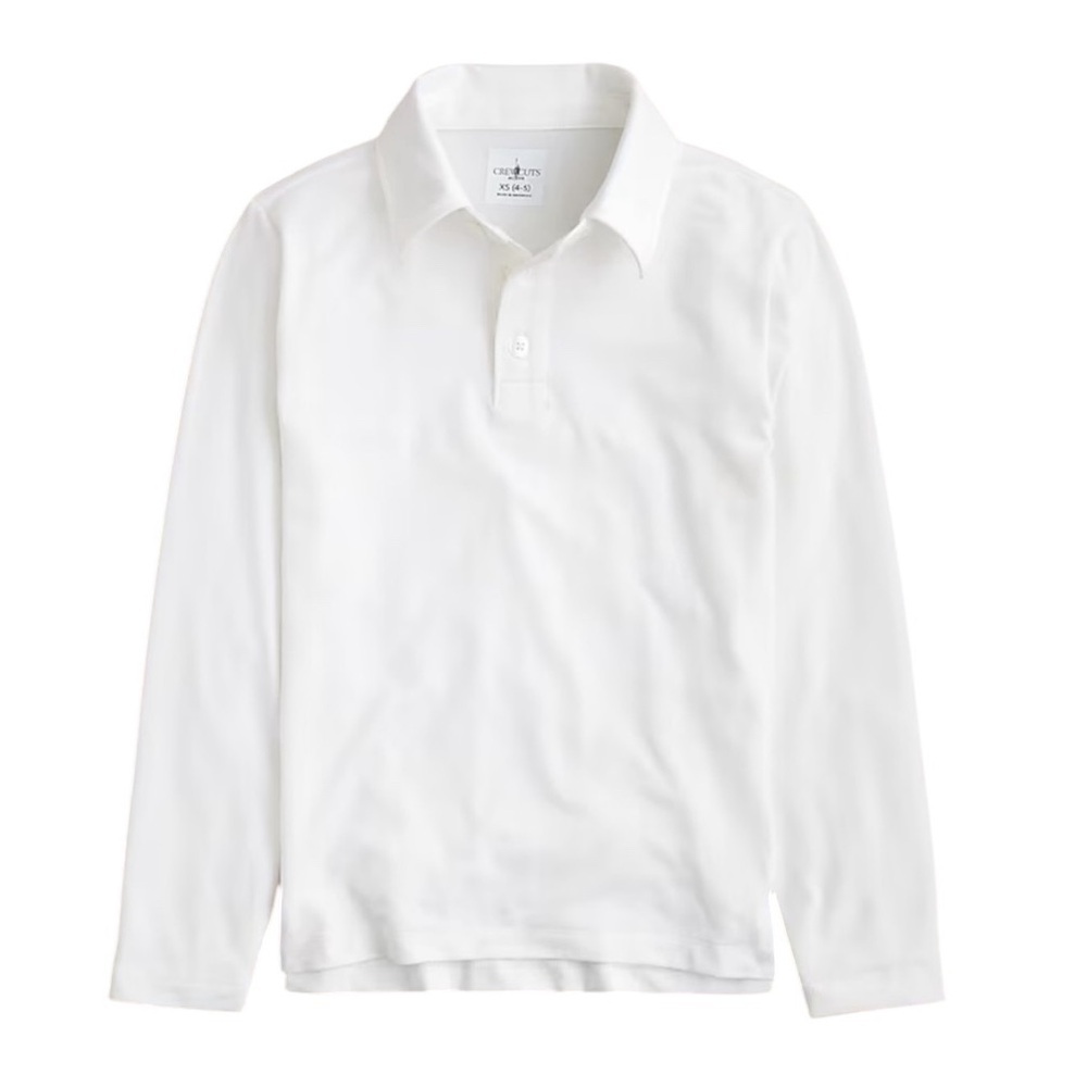 NEW CREWCUTS J. CREW Kids' long-sleeve tech polo shirt in white size Large 10-12